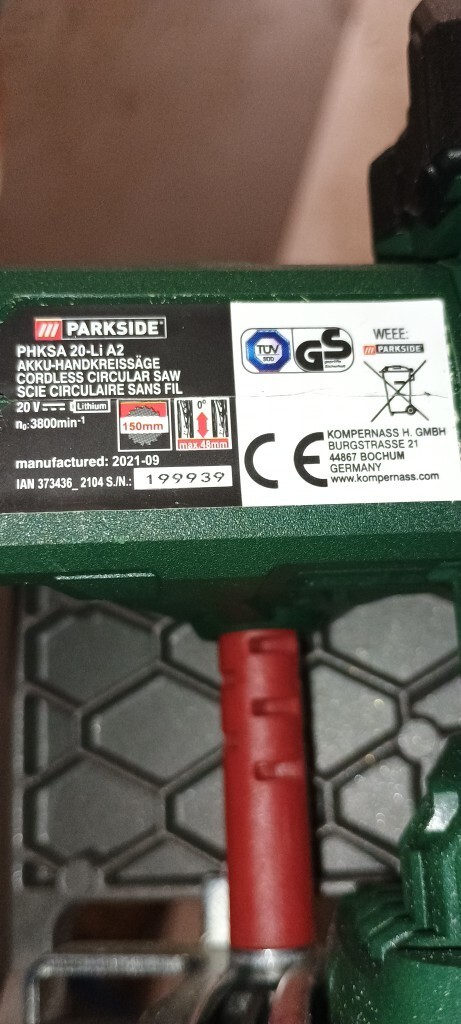 PARKSIDE® Scie circulaire sans fil PHKSA 20 Li B3, 20 V