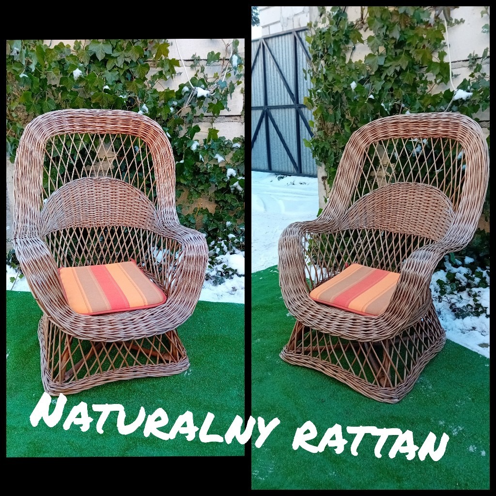Naturalny rattan xl fotel ogrodowy krzesło Wrocław Kup teraz na