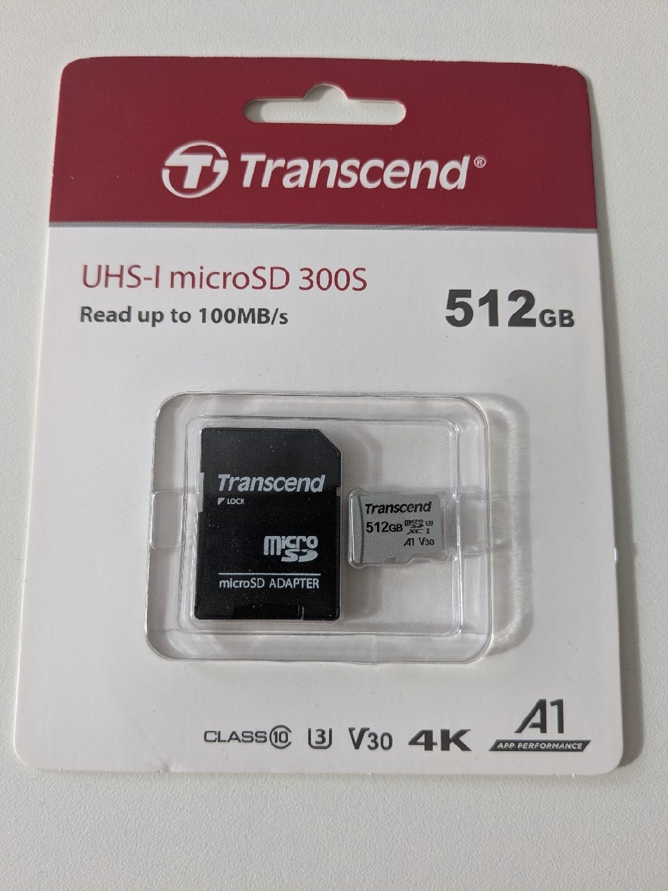 Transcend TS512GSDC300S 512GB | SDXC I, C10, U3, V30 geheugenkaart - 95/40 MB/s