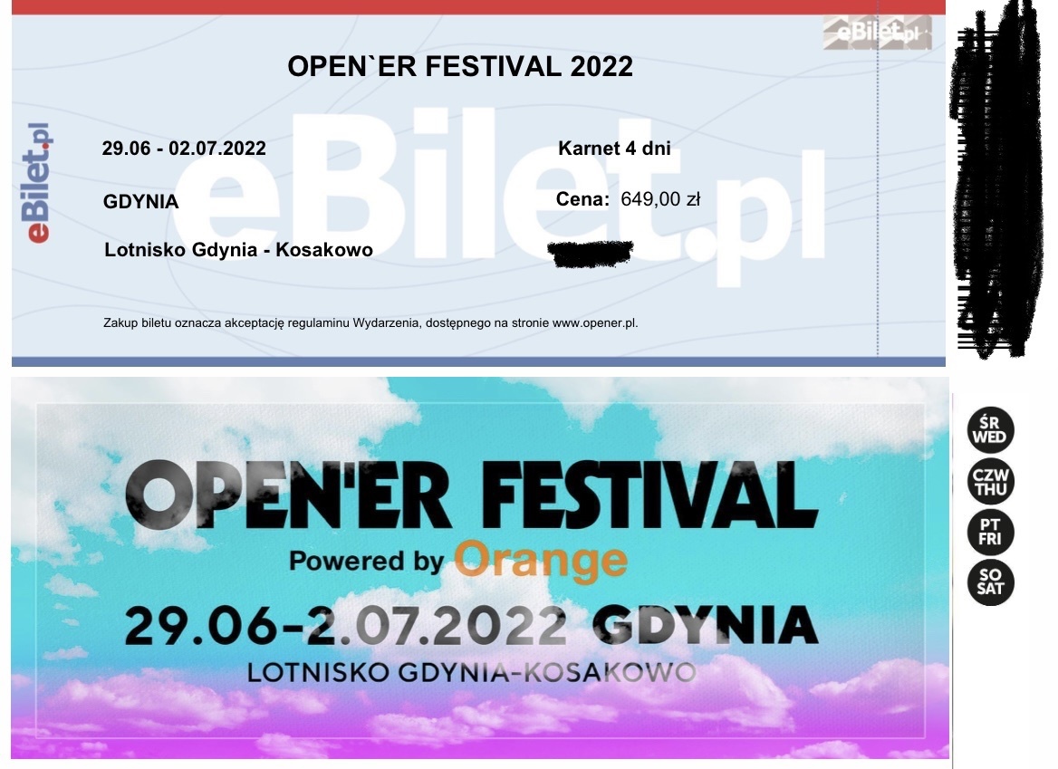 Opener Festival 2 bilety 4 dniowe Łomianki Ogłoszenie na Allegro