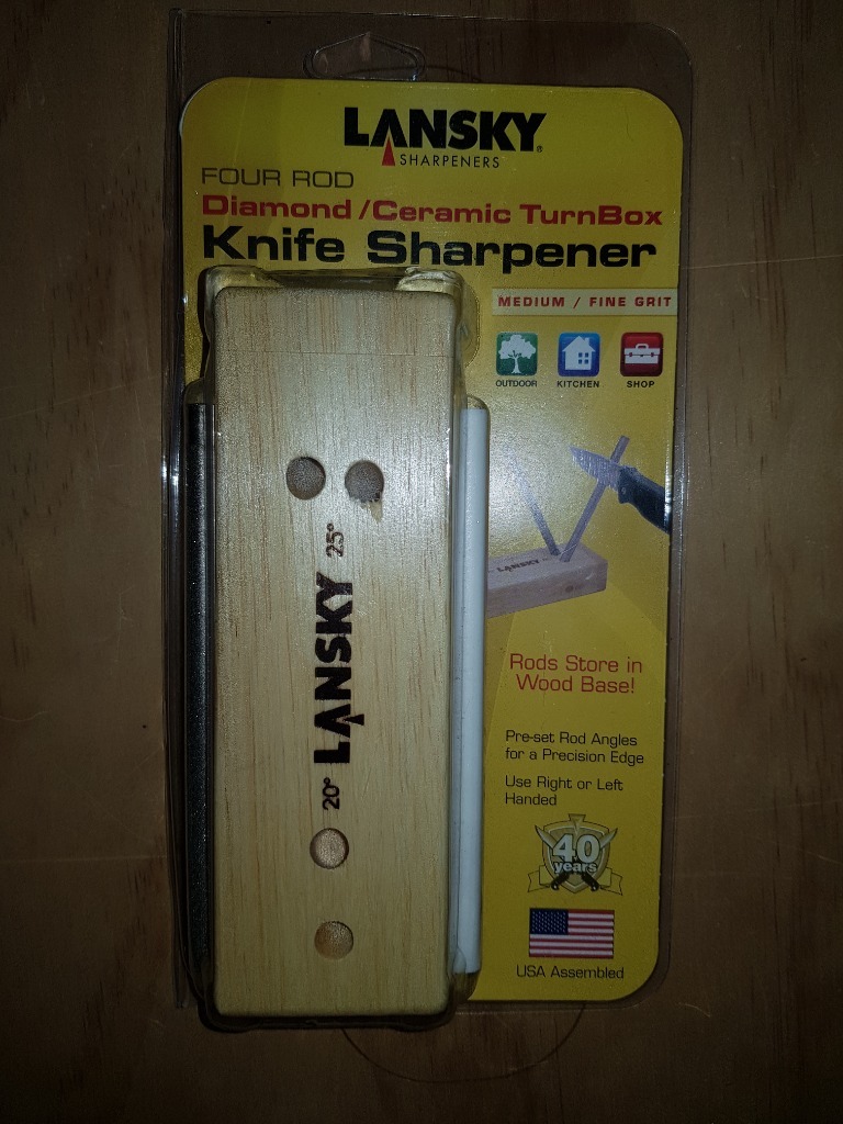 Lansky Four Rod Turn Box Knife Sharpener, 4 Ceramic Rods, LCD5D Medium/Fine  Grit
