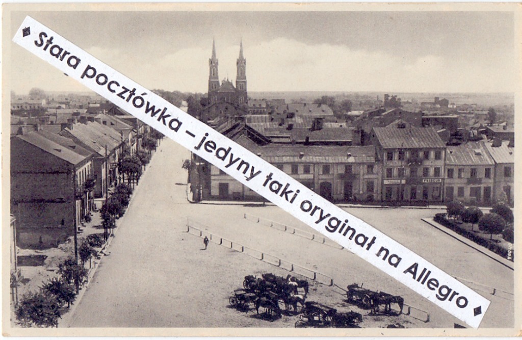 KUTNO Adolf Platz Rynek kamienice kościół fryzjer wozy konne 1940 ...