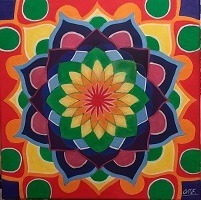 Zdjęcie oferty: Mandala-akryl na płótnie, 40x40 cm, kolorowa.
