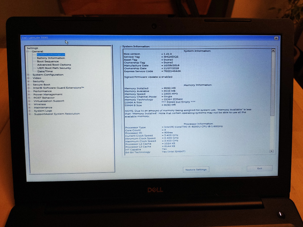 Zdjęcie oferty: Laptop Dell 3590 15", i5-8250U,8GBRAM,SSD 256GB