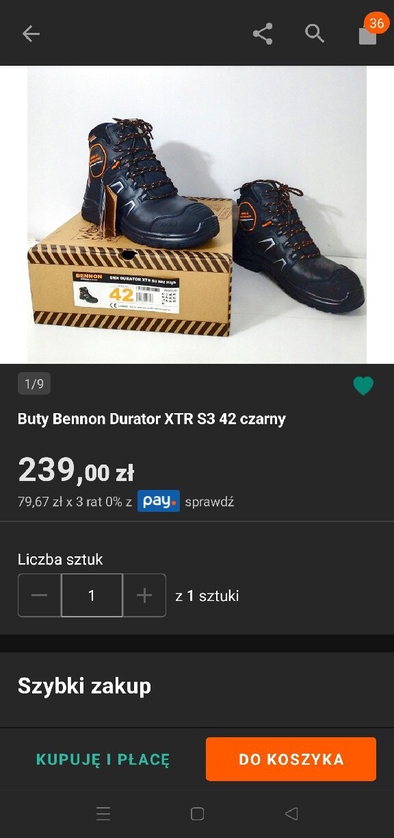 Zdjęcie oferty: Buty Bennon Durator XTR S3 43 czarny
