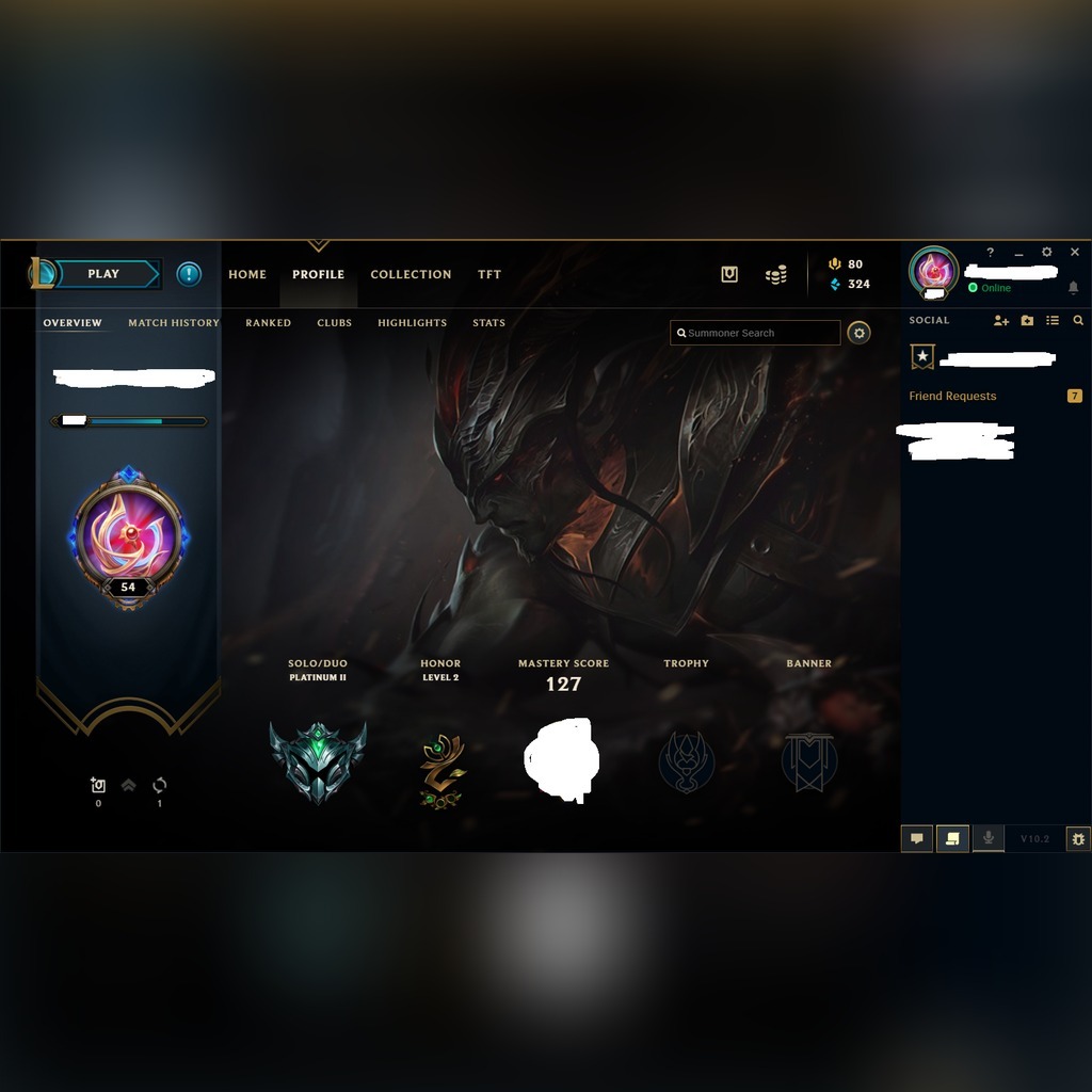 Konto League Of Legends Platyna