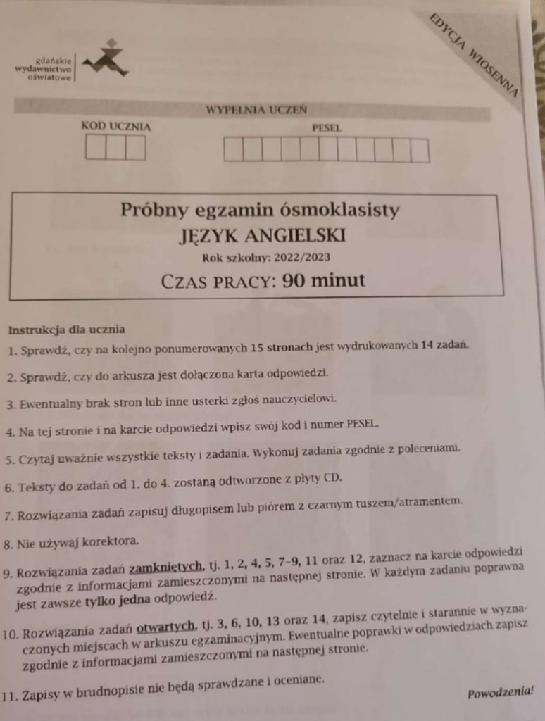 Angielski GWO Egzamin Próbny edycja 2023r Katowice Kup teraz na