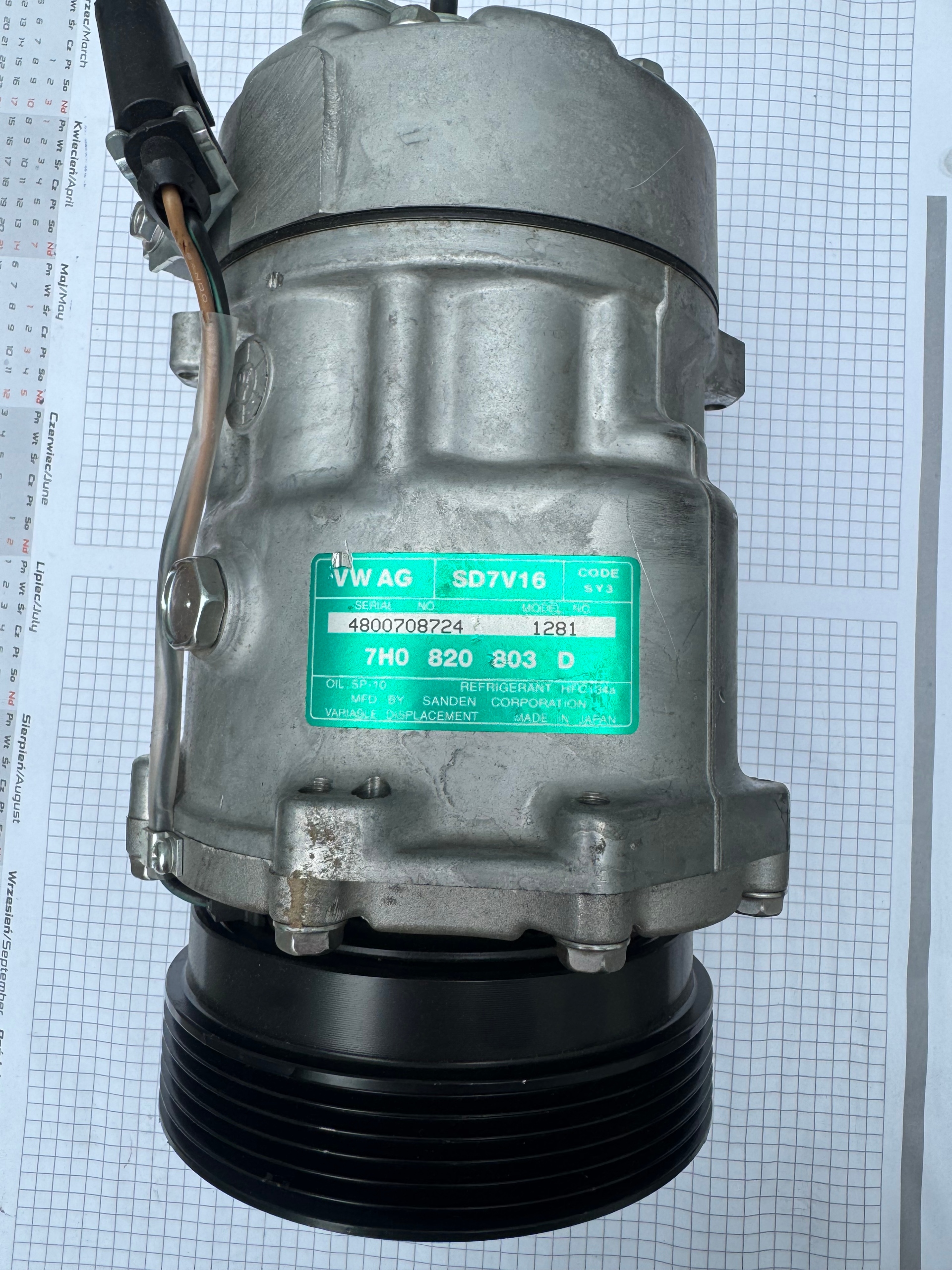 КОМПРЕСОР КОНДИЦІОНЕРА SANDEN SD7V16 VW TRANSPORTER T5 1.9 TDI 7H0820803D 