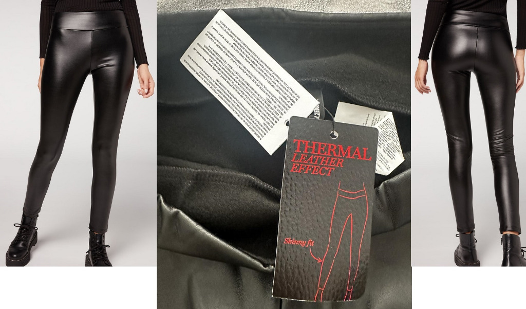 CALZEDONIA THERMAL Legginsy Ocieplane ze Skóry M, Warszawa