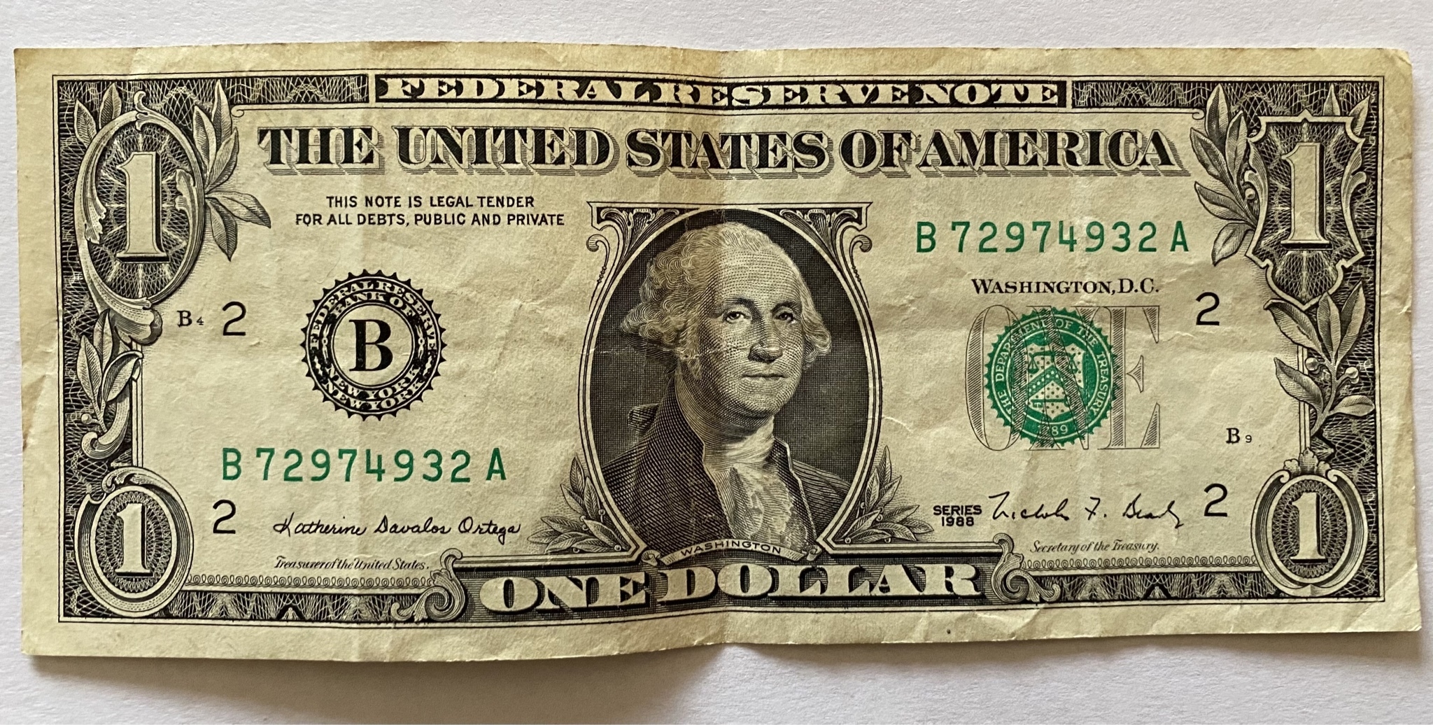 Banknot 1 dolar dollar 1988 USA USD, Kęty