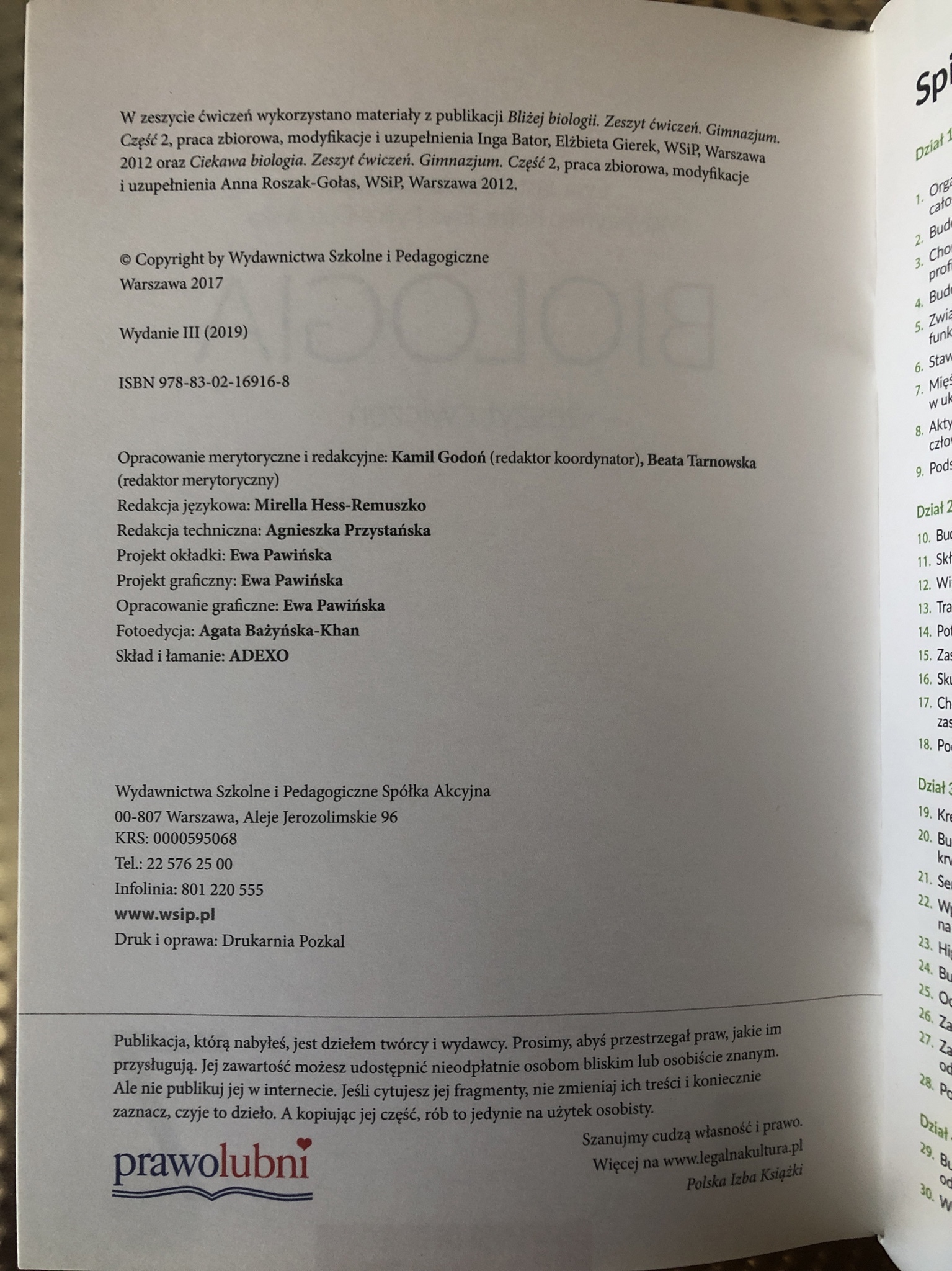 Biologia Klasa 7 Wsip Zeszyt ćwiczeń