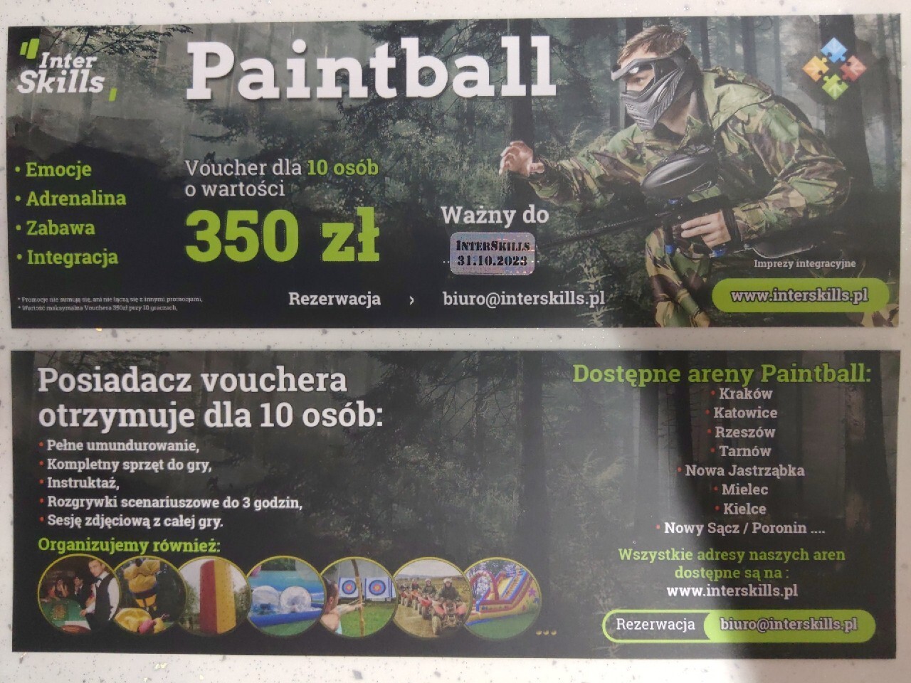 Voucher na paintball dla 10 osób do 31 październik Andrychów Kup