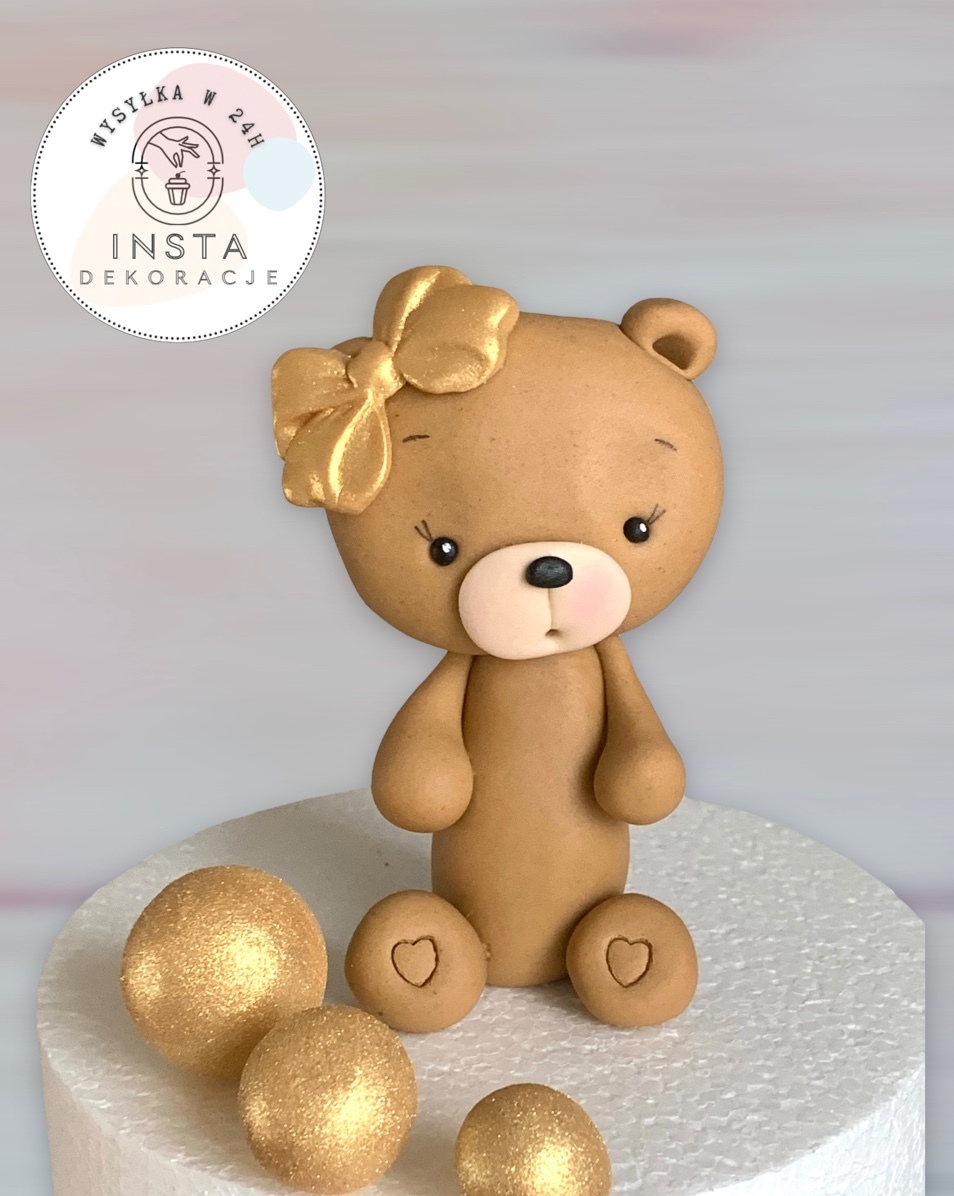 Figurka Miś misia kokarda na tort z masy cukrowej Krempna Kup teraz