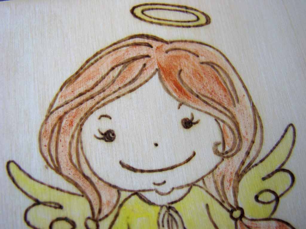 Zdjęcie oferty: Drewniany obrazek z aniołkiem chrzest narodziny