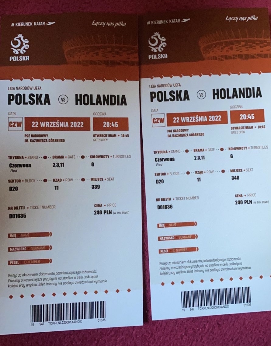 Bilety na mecz vs Holandia Warszawa Ogłoszenie na Allegro Lokalnie