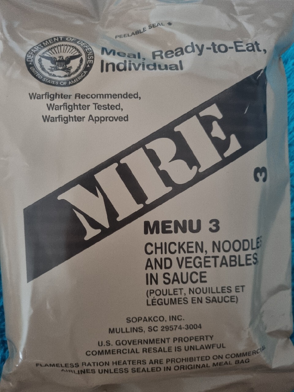 MRE menu 3 chicken, noodles and Vegetables Rzeszów Kup teraz na