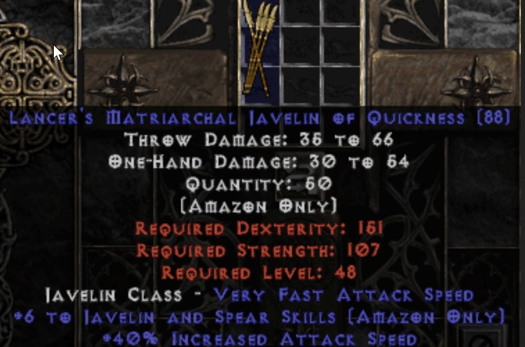 Javelin 6/40 Oszczep Diablo 2 LOD NOWY LADDER Warszawa Kup teraz