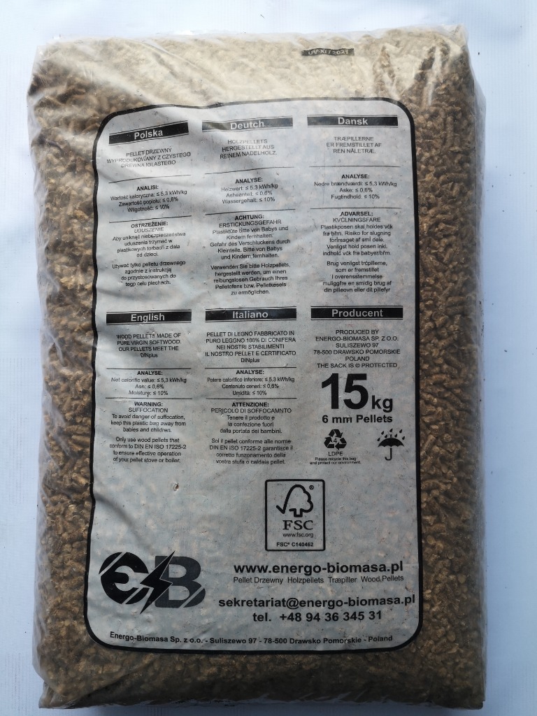 Pellet drzewny EB 6mm First Class 100 z drewna ig Złocieniec