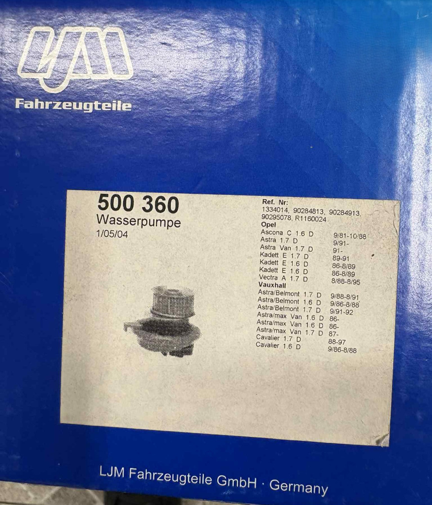 НАСОС ВОДЫ OPEL (ASCONA, ASTRA, KADETT, VECTRA) LJM 500360 