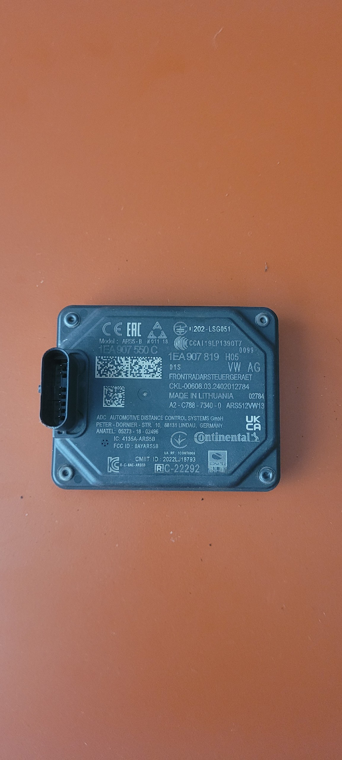 РАДАР СЕНСОР ACC VW ID4 ID5 ID7 AUDI Q4 ETRON 1EA907550C 