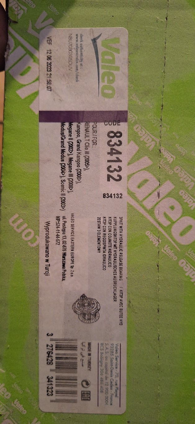 КОМПЛЕКТНИЙ ЗЧЕПЛЕННЯ VALEO 834132 