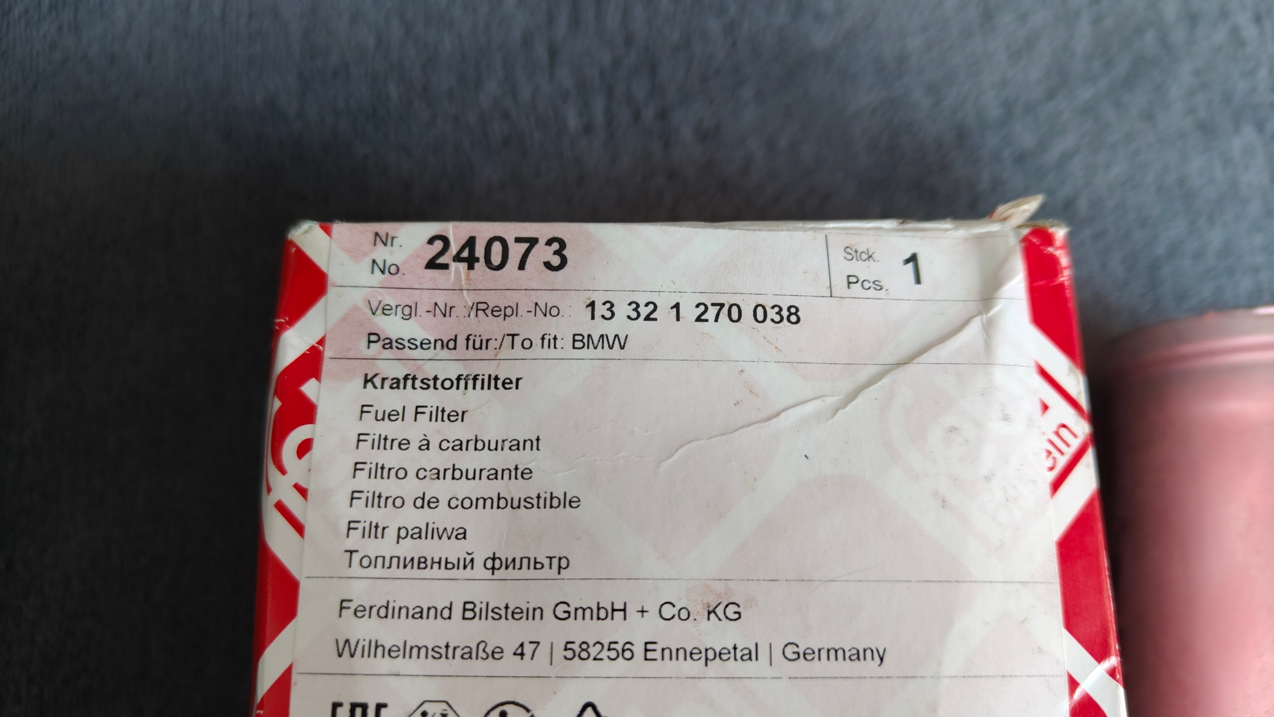 ФІЛЬТР ПАЛИВА FEBI BILSTEIN 24073 BMW 13 32 1 270 038 НОВИЙ 