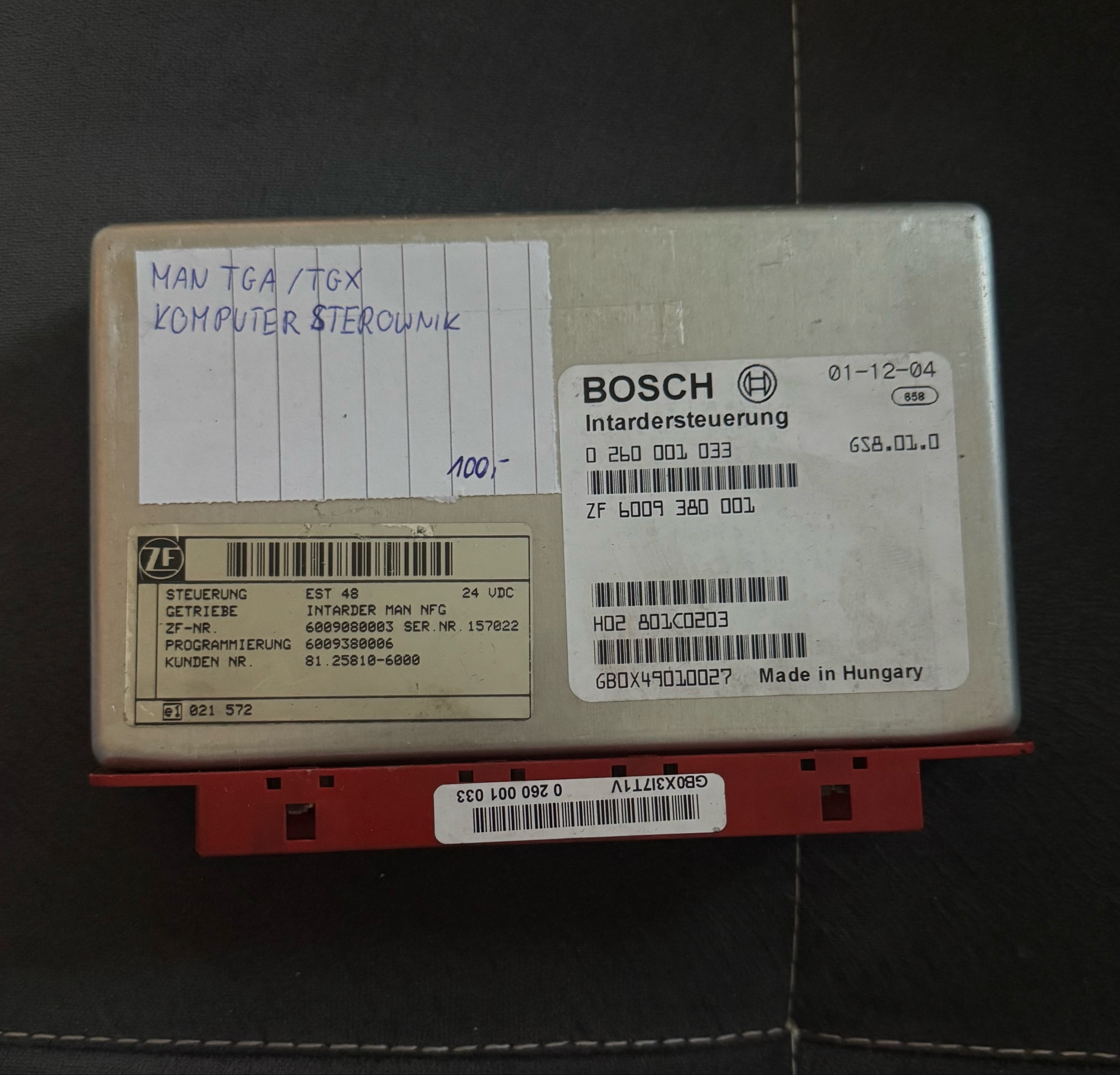 КОМП'ЮТЕР БЛОК КЕРУВАННЯ MAN TGX/TGA 0260001033 