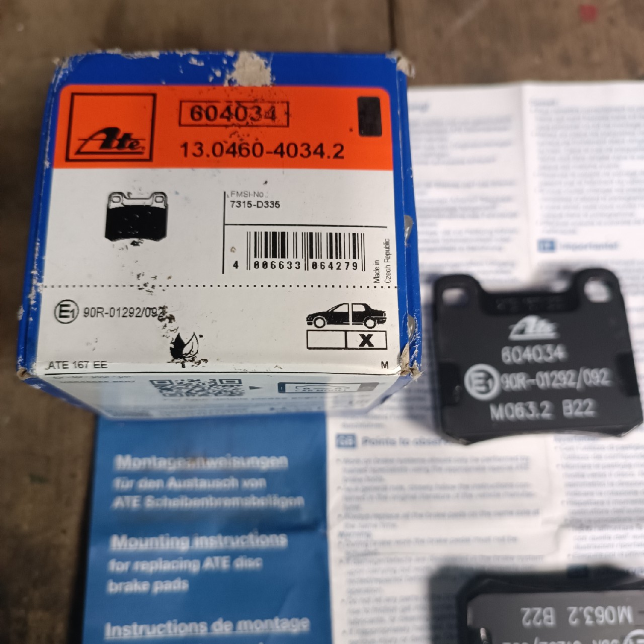 КОЛОДКИ ГАЛЬМІВНЕ ATE 604034 MERCEDES W124 