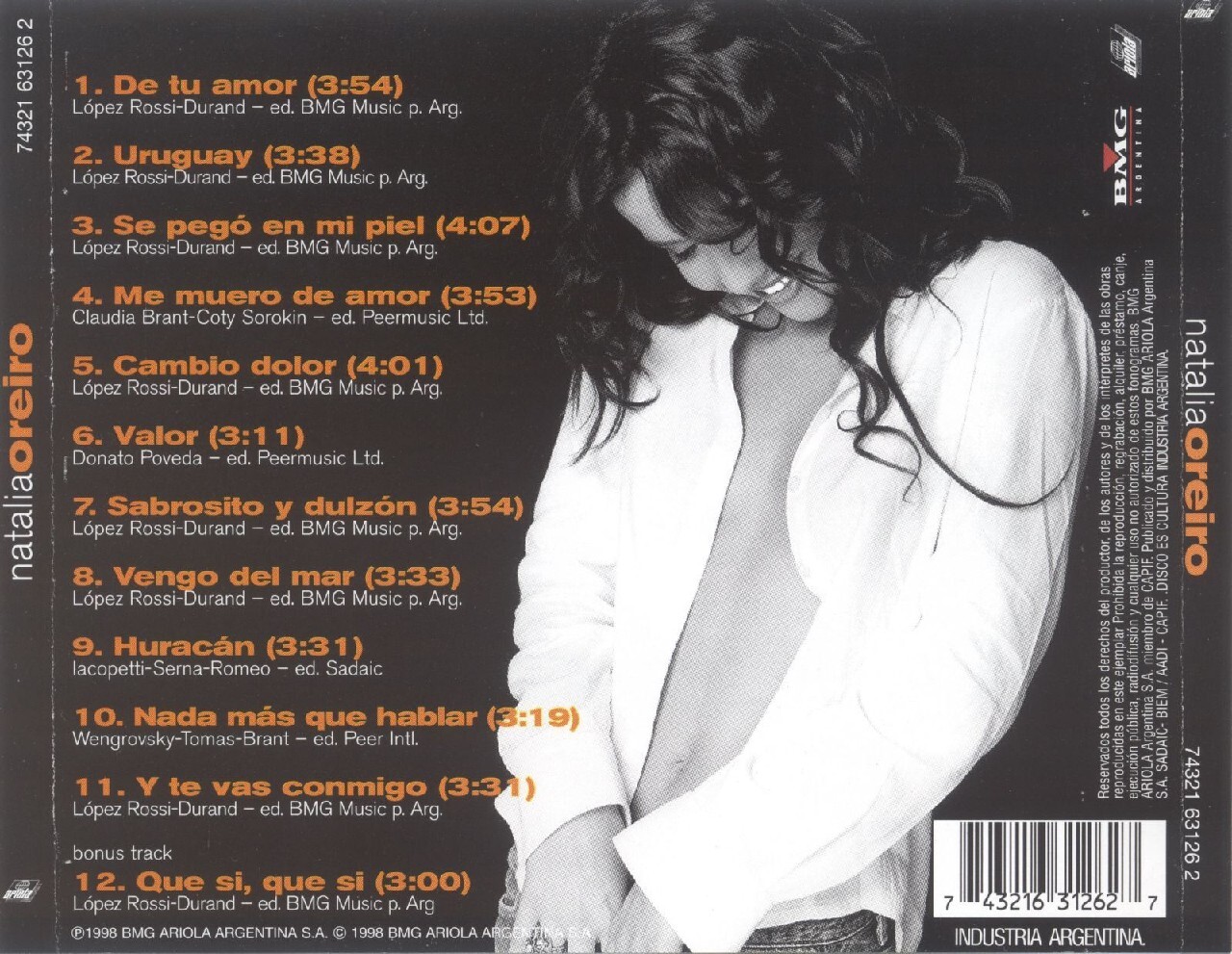 Natalia Oreiro Me Muero De Amor Tekst