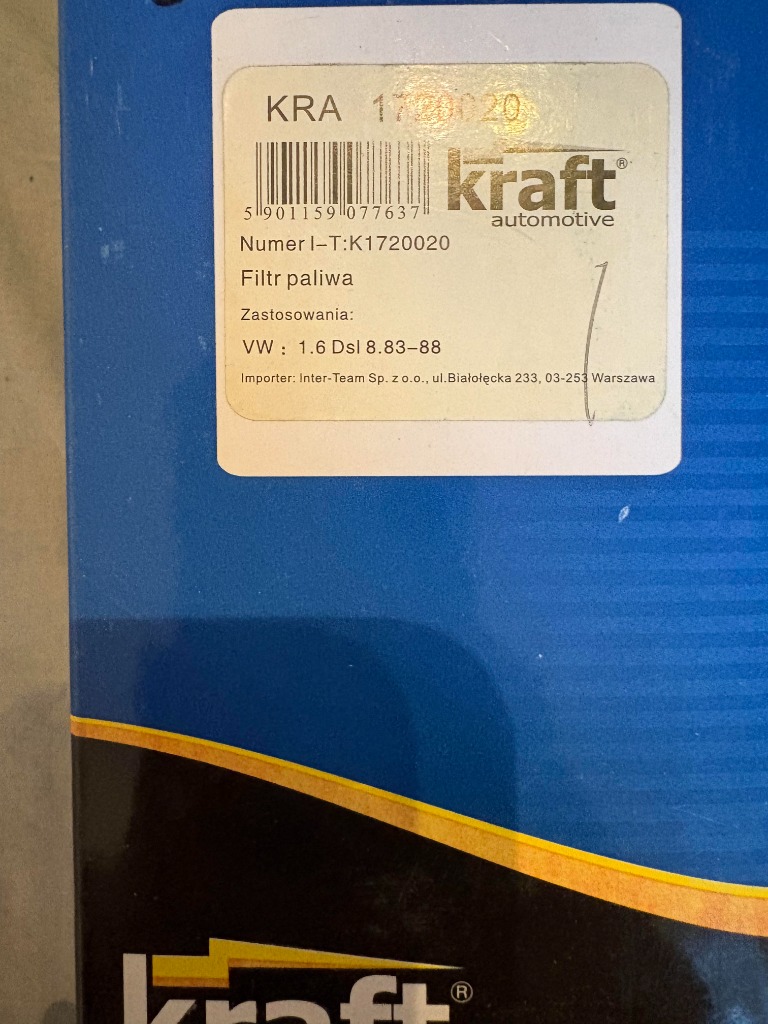 ФІЛЬТР ПАЛИВА KRAFT AUTOMOTIVE 1720020 