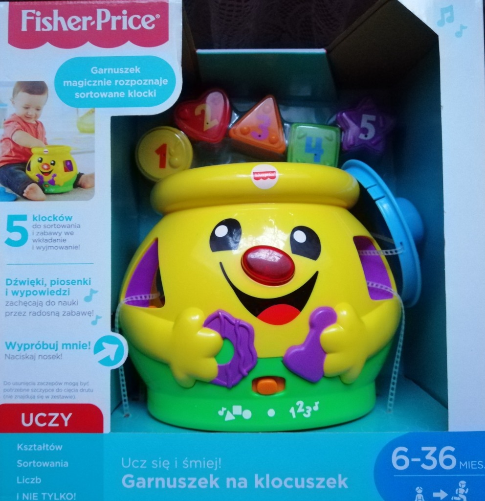 Zabawka interaktywna garnuszek na klocuszek fisher | Łódź | Kup teraz na  Allegro Lokalnie