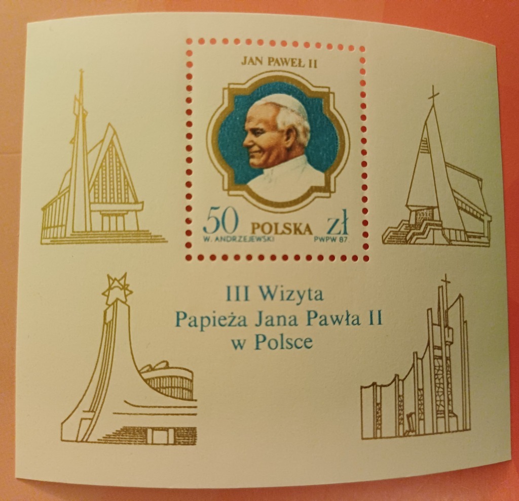 Blok z 1987 r Jan Paweł II z III wizyty w Polsce | Katowice | Kup teraz ...