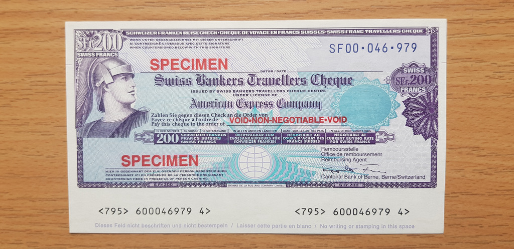 American Express Travellers Sfr. 200 Specimen | Zgierz | Kup Teraz Na  Allegro Lokalnie