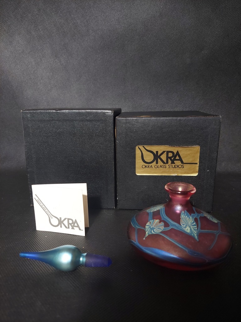 OKRA GLASS STUDIO PERFUME BOTTLES R GOLDING 1990 Siedlce Kup teraz