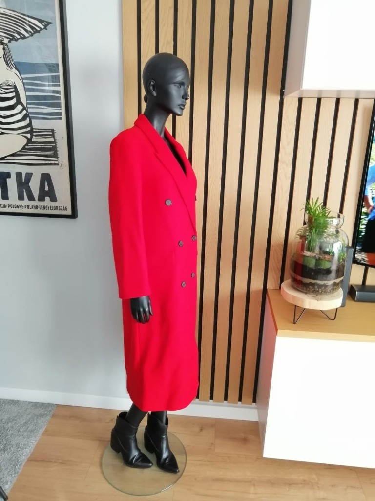 ZARA Damski płaszcz o męskim kroju czerwony z weł | Oleśnica | Kup teraz na  Allegro Lokalnie