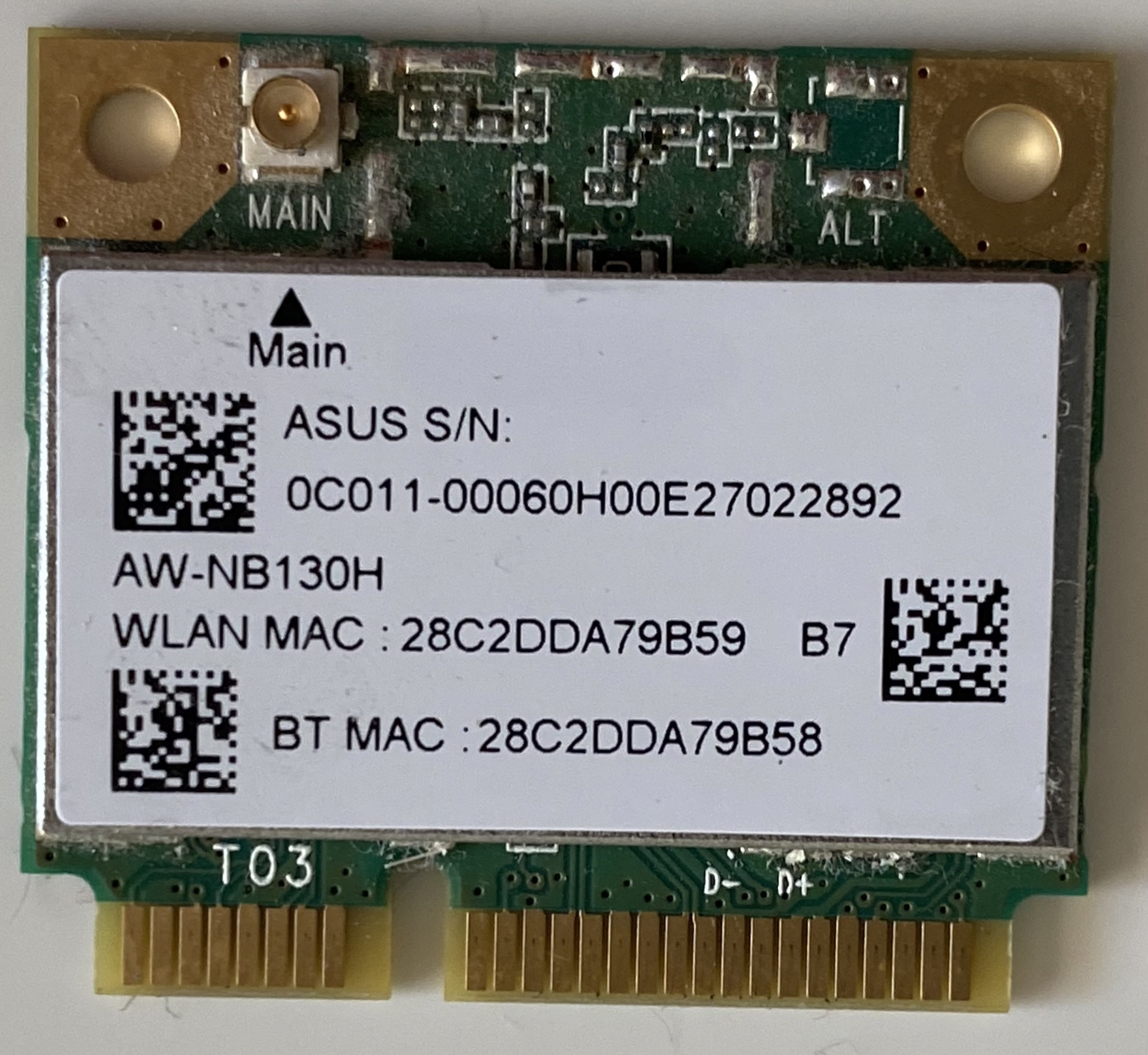 Karta sieciowa WIFI/Bluetooth AzureWave AW-NB130H | Osobnica ...