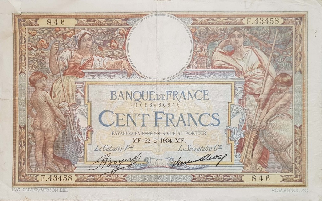 Francja 100 franków 1934 Łask Licytacja na Allegro Lokalnie