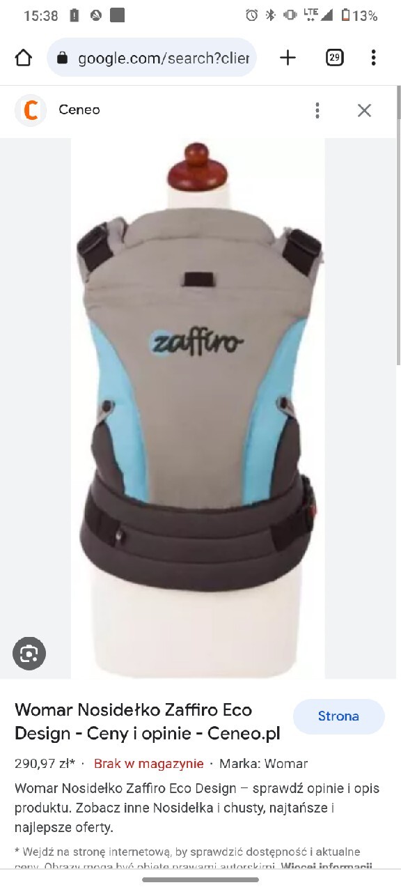 Nosidełko Womar ECO Design błękitne JAK NOWE | Warszawa | Kup teraz na ...