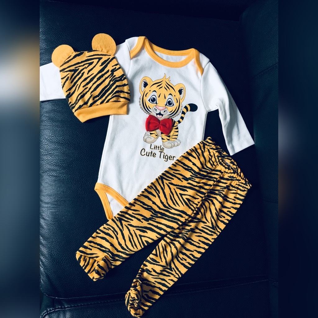 Zdjęcie oferty: Komplet nowy tygrys body czapeczka spodnie roz 80