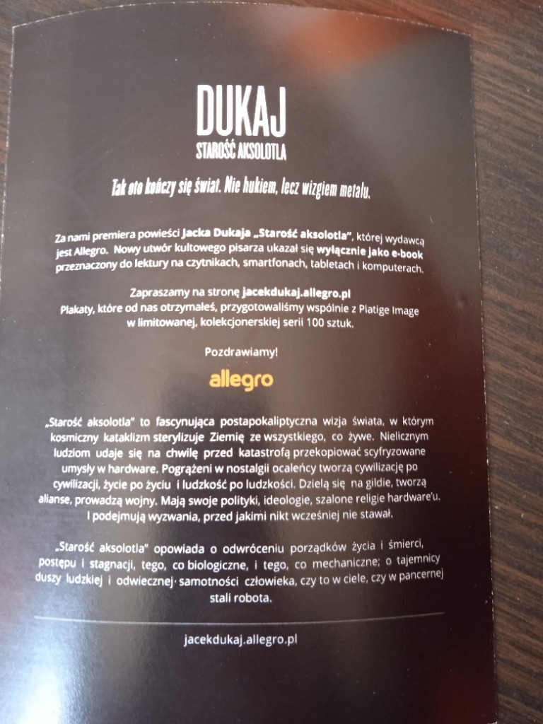 Zdjęcie oferty: Dukaj STAROŚĆ AKSOLOTLA - 2 unikatowe plakaty
