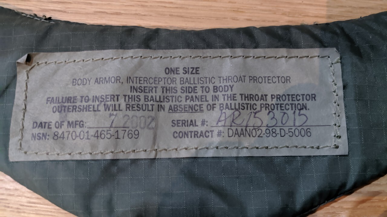 Interceptor Body Armour throat protector+kevlar Cerekwica Licytacja