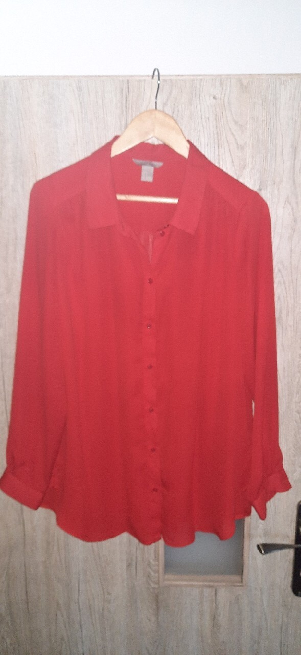 Czerwona koszula mgiełka H&M + 44 46 48 plus size Łódź Kup teraz na