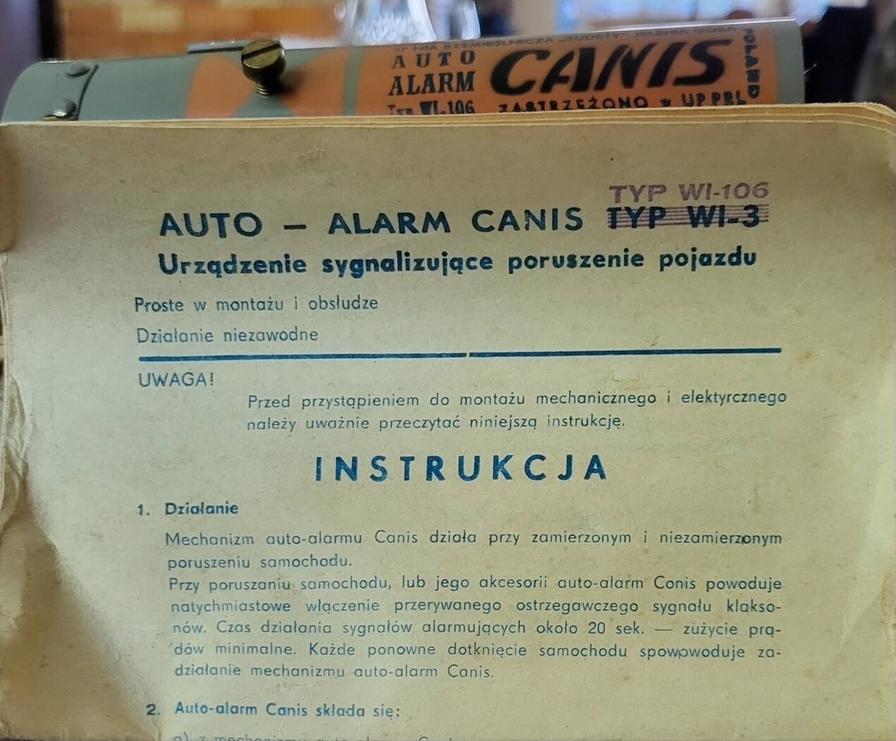 Auto alarm Canis PRL Nowy Instrukcja Pudelko Maniów Mały Kup teraz