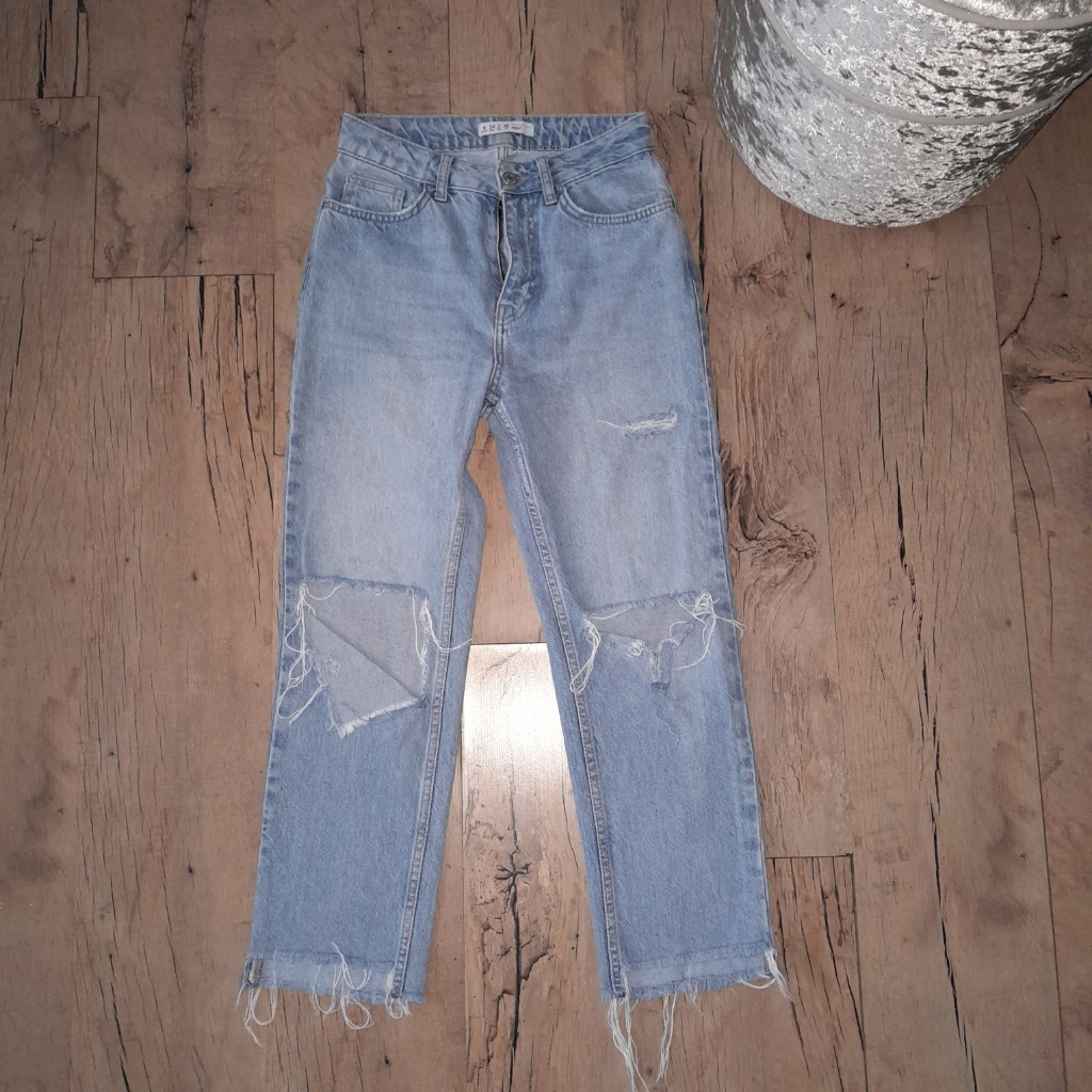Niebieskie jeansy Denim Co. XS dziury mielec Kup teraz na Allegro