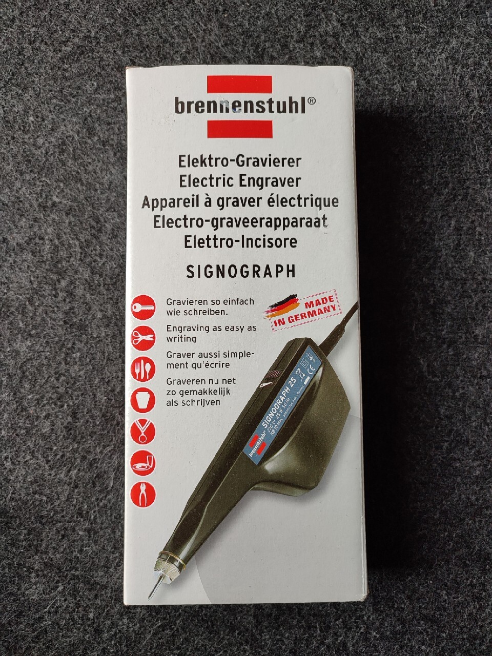Pirografo Professionale Brennenstuhl 1500530 Bulino In Diamante 2,5 X 18, Multi Dremel Incisore Vetro