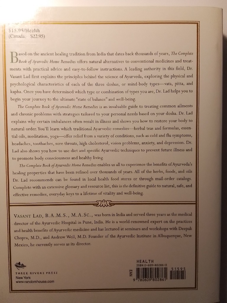 Vasant Lad complete book of Ayurvedic home remedd Warszawa Kup