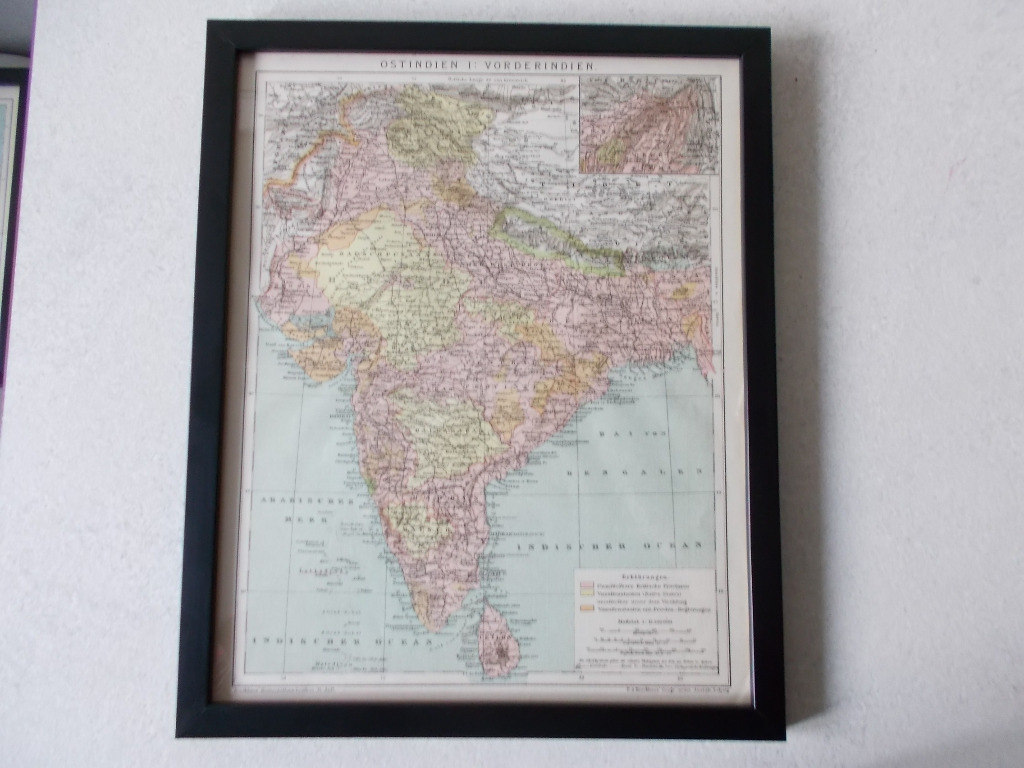 Stara mapa OSTINDIEN I VORDERINDIEN. Nowy Dwór Gdański Licytacja na Allegro Lokalnie