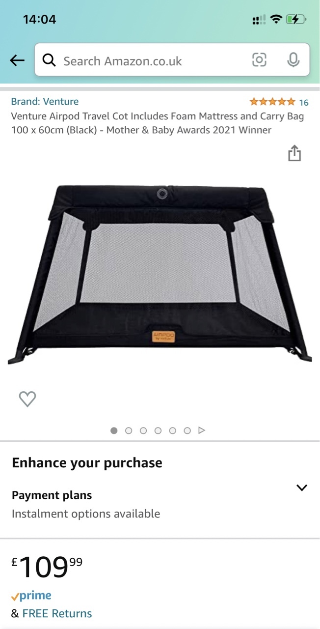 Venture AirPod Travel cot łóżeczko turystyczne NEW Nieborowo Kup