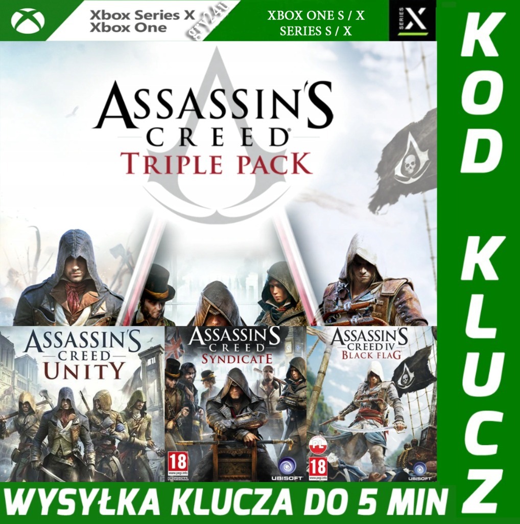 ASSASSIN'S CREED TRIPLE PACK 3 GRY PL XBOX KLUCZ Warszawa Kup teraz