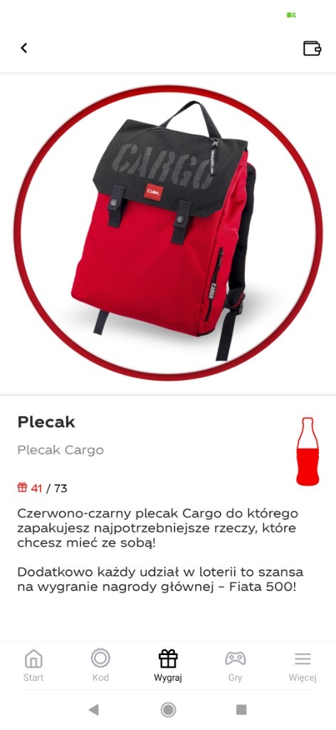plecak CARGO by OWEE wygrany w promocji Coca-Cola | Charsznica | Kup teraz  na Allegro Lokalnie